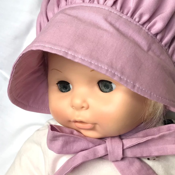 Pioneer Style, Pure Cotton Bonnet, Lilac Pink Size 3 months - Picture 2 of 3